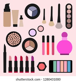 Beauty products for make up in vector