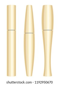 Beauty products mascara tubes in different shapes set.