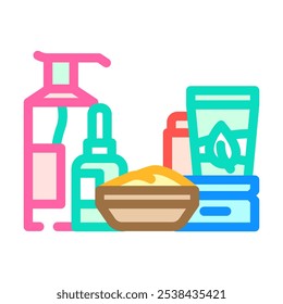 beauty products vegan food color icon vector. beauty products vegan food sign. isolated symbol illustration