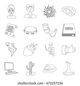 beauty, profession, history and other web icon in outline style. music, religion, technology icons in set collection.