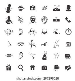 beauty program and skin care icon set