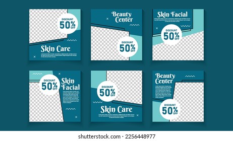 Beauty promotion social media post. Design editable template for social media posts and web mobile ads.