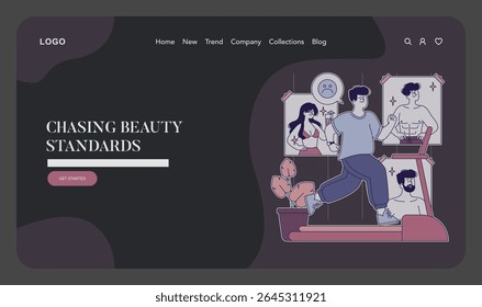 Beauty psychology explores societal expectations around appearance and fitness. This illustration conveys the pressures faced in pursuing these beauty standards through relatable imagery and context.