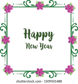Beauty of purple flower frame, for wallpaper card happy new year. Vector