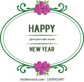 Beauty of purple flower frame, for wallpaper card happy new year. Vector