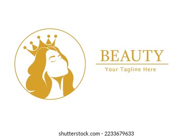 beauty queen with crown logo