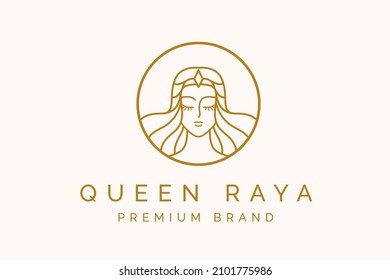 Beauty queen with crown logo brand