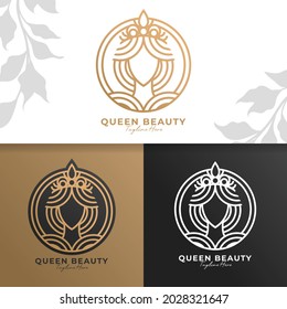 beauty queen gold logo template