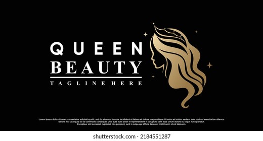 Diseño de logotipo de icono de reina de belleza para mujeres con concepto moderno Vector Premium