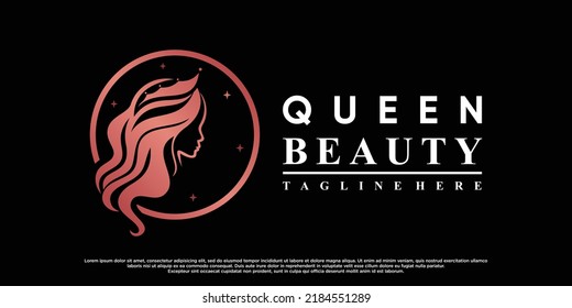 Beauty queen icon logo design for women with modern concept Premium Vector