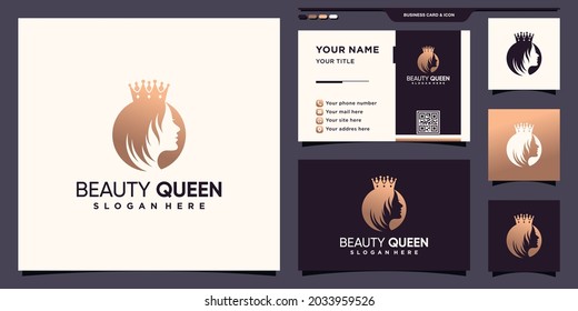 Beauty queen logo with creative concept and business card design Premium Vector