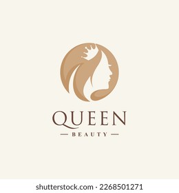 Idea del concepto vectorial del logo de la reina de belleza