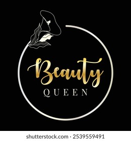 Diseño del logotipo de la reina de belleza con el icono de los cosméticos de la flor de Vector