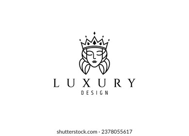 Diseño del logotipo de la línea de arte Beauty Queen Model Line