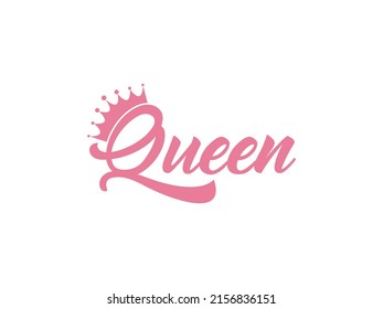 Beauty Queen Princess Crown Logotype Wordmark Typography logo design. Usable for Business and Branding Logos. Flat Vector Logo Design Template.