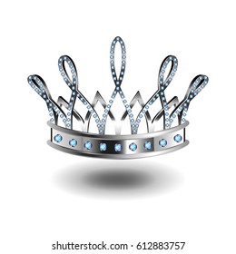 Beauty Queen Silver Crown Isolated Photo-realistic Vector Illustration