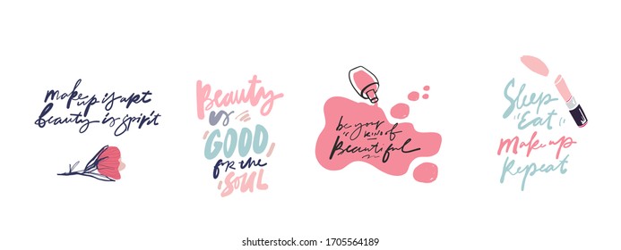 Beauty quote. hand lettering illustration for card,posters