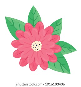 Schönheitsrote Blume und Blätter Frühlingssaison Symbol Vektorgrafik Design