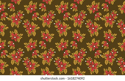 Beauty of red flower pattern background for Christmas, with leaf and flower design.