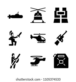 beauty, refill, club and 3d icons in War vector set. Graphics for web and design