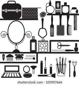 Beauty related silhouettes set