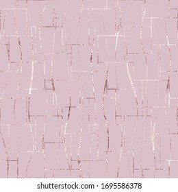 Beauty rose gold fan tiles. Luxury glitter marble fishnet. Beautiful seamless pattern trellis. Roses golden. Background sparkle glitterer geometric lines. Design elegant foil. Stylish twinkle texture