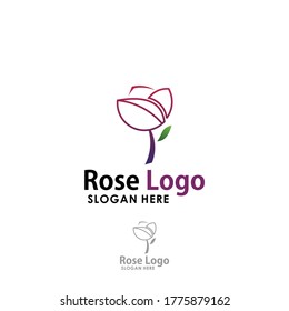 beauty rose logo design template vector, plants logotype