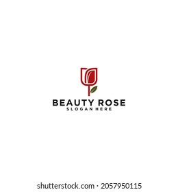 beauty rose logo template ,vector in white background