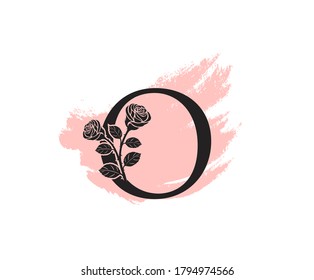Modelo de diseño del logotipo vectorial del logotipo de Beauty Rose, salón de belleza pétalo de la línea de señas O femenina. Icono De Letra O Flor.