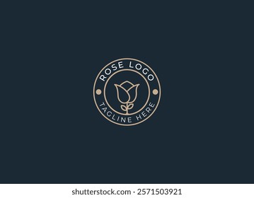 Beauty rose and minimalism logo. Rose flowers logo vector illustration design template.