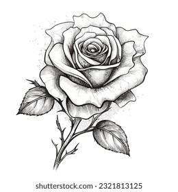 Beauty rose outline art tattoo design element