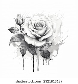 Beauty rose outline art tattoo design element