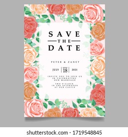 beauty rose wedding event invitation editable template