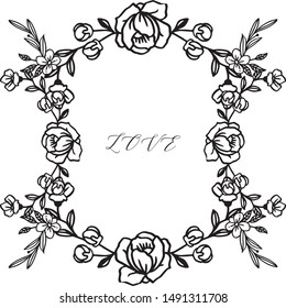 Beauty of rose wreath frame abstract, for lettering text of love. Vector