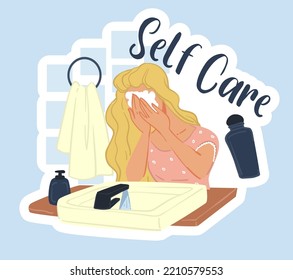 Beauty routine and self care products for women, cosmetics for ladies to apply at home. Washing gel or liquid for cleansing pores and skin, toner and basic treatment set. Vector in flat style