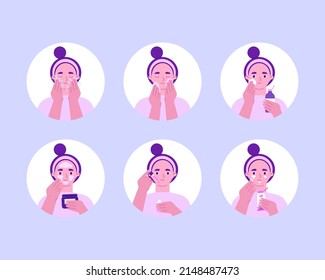 Beauty routine steps. Skin care concept. Vector illustration