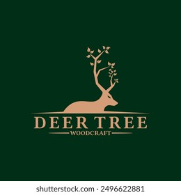 Belleza Real Elegante Antílope de lujo Ciervo Buck Stag Hart Alce Reno Cabeza con ramas de árbol Cornamentas Silueta Adecuado para trabajos de leñador de carpintería relacionados con la madera Bosque Caza de vida silvestre Logotipo