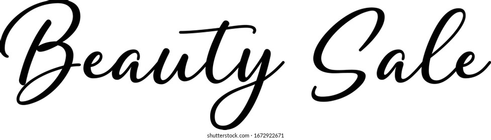 Beauty sale calligraphy letters on white background.