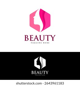 beauty salon abstract logo with woman face
