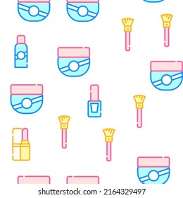 Beauty Salon Accessory Vector Seamless Pattern Color Line Illustration