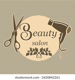 Beleza salão de publicidade banner do salão de spa vetor imagem silhueta de tesoura e secador de cabelo