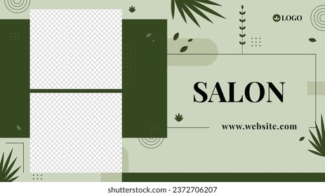 Schöner Salon auf Hintergrund. Salon-Vorlage. Kurbehandlung. Schönheitszentrum. Kurklinik. Schönheit und Spa Salon Design. Vektorgrafik. Poster, Banner, Flyer, Cover. Social Media Post. entspannen. Körperpflege.