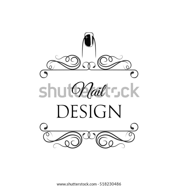 Beauty Salon Badge. Nail Design.\
Makeup. Filigree Divider Swirl Frame. Vector\
Illustration