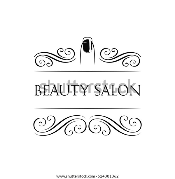 Beauty Salon Badge. Nail Design.\
Makeup. Filigree Divider Swirl Frame. Vector\
Illustration
