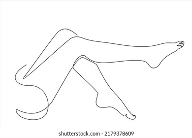 Beauty salon banner. Line icon legs. Minimal beautiful feminine sketch for label design of natural cosmetics, fashion banner. Linear illustration depilation of legs.