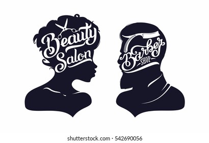 beauty salon and barber shop logotype