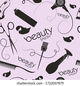 Beauty salon and barber stylist hair seamless pattern background vector
