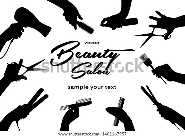 Beauty Salon Barbershop Hairdressing Hands Barber Stock Vector