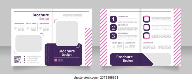 Beauty salon bifold brochure template design. Half fold booklet mockup set with copy space for text. Editable 2 paper page leaflets. Secular One Regular, Rajdhani-Semibold, Arial fonts used