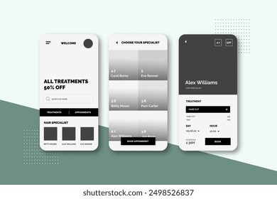 Beauty salon booking app vector design in eps 10